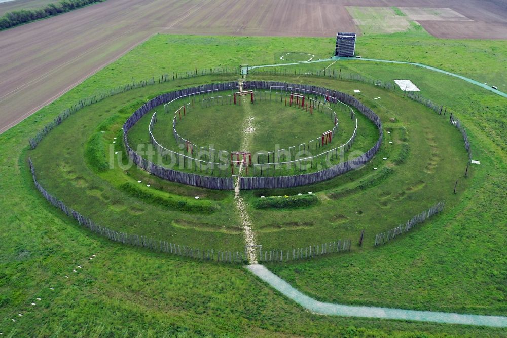 Luftbild Pömmelte - Geschichts- Denkmal Ringheiligtum in Pömmelte im Bundesland Sachsen-Anhalt, Deutschland