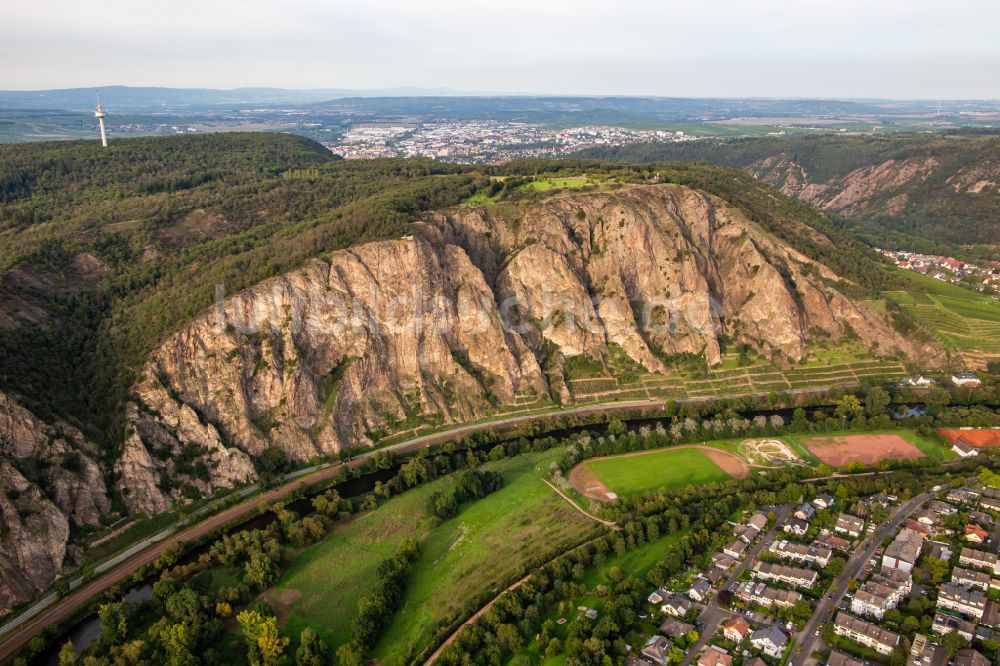 Ebernburg von oben - Gesteinsformation Der Rotenfels in Ebernburg im Bundesland Rheinland-Pfalz, Deutschland