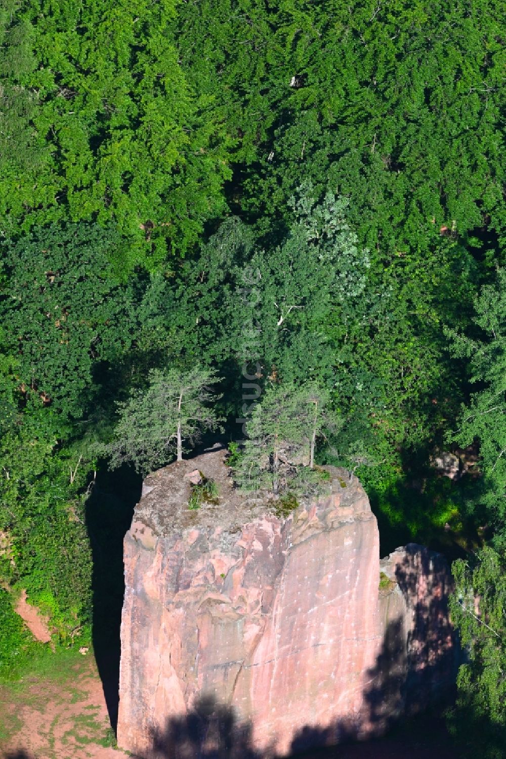 Nosswitz aus der Vogelperspektive: Gesteinsformation Seidelbruch auf dem Rochlitzer Berg in Nosswitz im Bundesland Sachsen, Deutschland