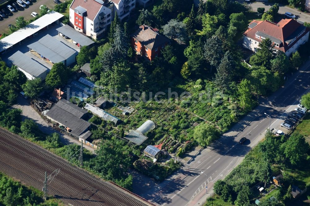 Luftaufnahme Dresden - Gewächshausreihen der Staudengärtnerei Jentsch im Ortsteil Prohlis in Dresden im Bundesland Sachsen, Deutschland
