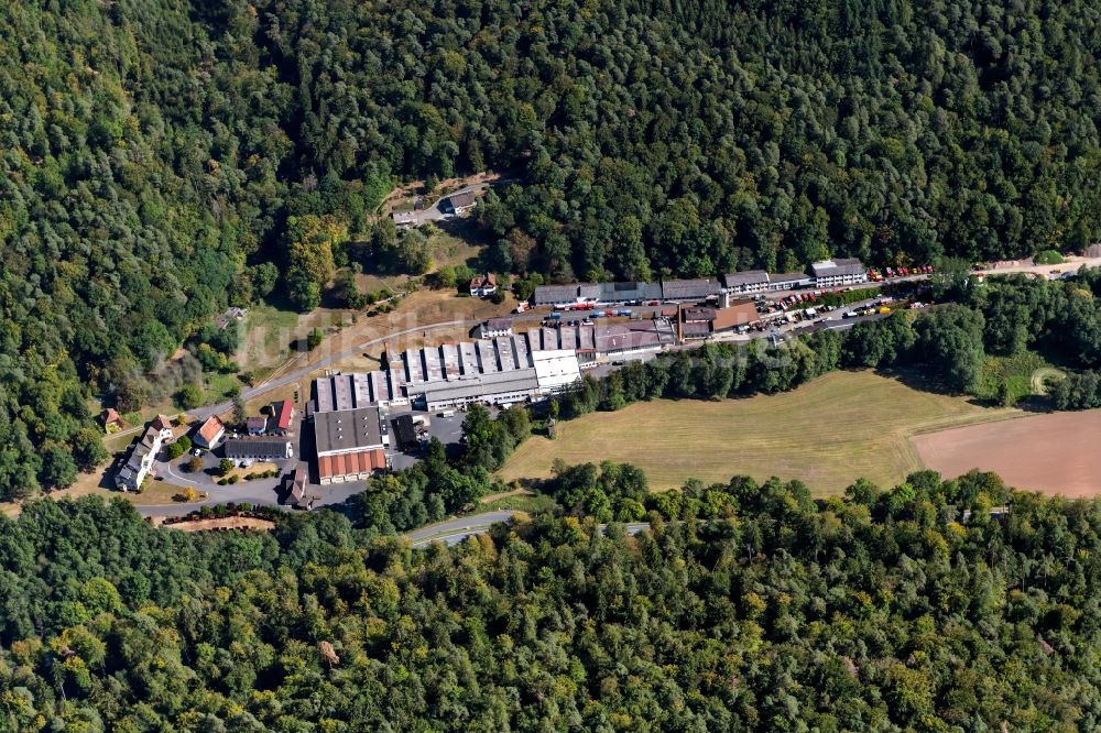 Luftaufnahme Hasloch - Gewerbegebiet an der Barthelsmühle im Ortsteil Barthelsmühle in Hasloch im Bundesland Bayern, Deutschland