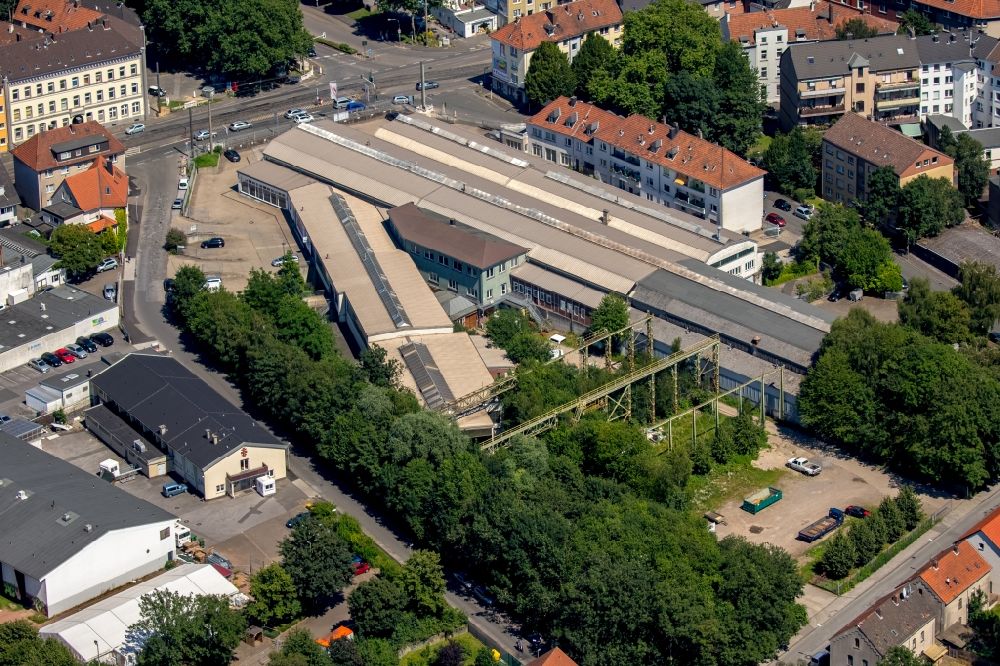 Luftaufnahme Witten - Gewerbegebiet mit ehemaligen Industriehallen zwischen Jahnstraße und Augustastraße in Witten im Bundesland Nordrhein-Westfalen