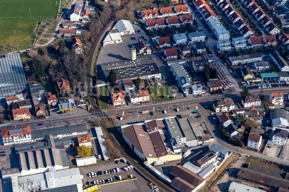 Luftbild Speyer - Gewerbegebiet des ehemaligen Promarkt-Gelände Am Rabensteinerweg in Speyer im Bundesland Rheinland-Pfalz, Deutschland