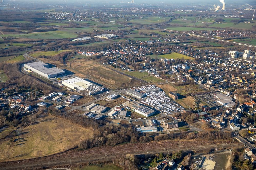 Luftbild Dortmund - Gewerbegebiet entlang der Gneisenauallee im Ortsteil Derne in Dortmund im Bundesland Nordrhein-Westfalen, Deutschland
