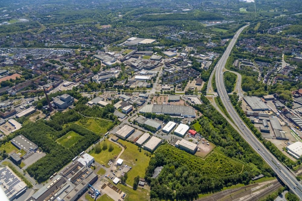 Luftaufnahme Gelsenkirchen - Gewerbegebiet entlang der Lockhofstraße in Gelsenkirchen im Bundesland Nordrhein-Westfalen, Deutschland