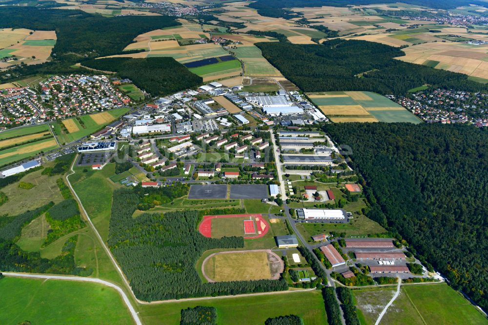 Gadheim von oben - Gewerbegebiet in Gadheim im Bundesland Bayern, Deutschland