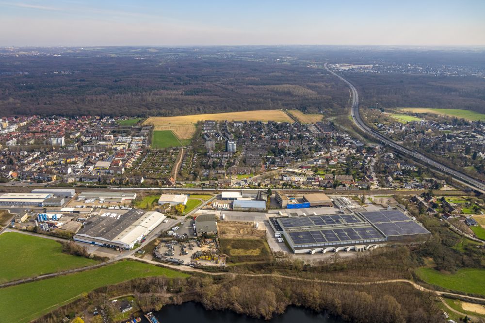 Luftaufnahme Duisburg - Gewerbegebiet Großenbaum-Süd im Ortsteil Großenbaum in Duisburg im Bundesland Nordrhein-Westfalen