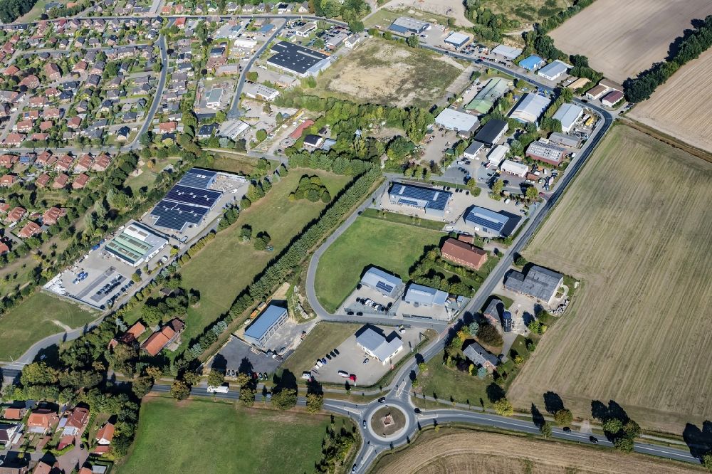Luftaufnahme Harsefeld - Gewerbegebiet in Harsefeld im Bundesland Niedersachsen, Deutschland