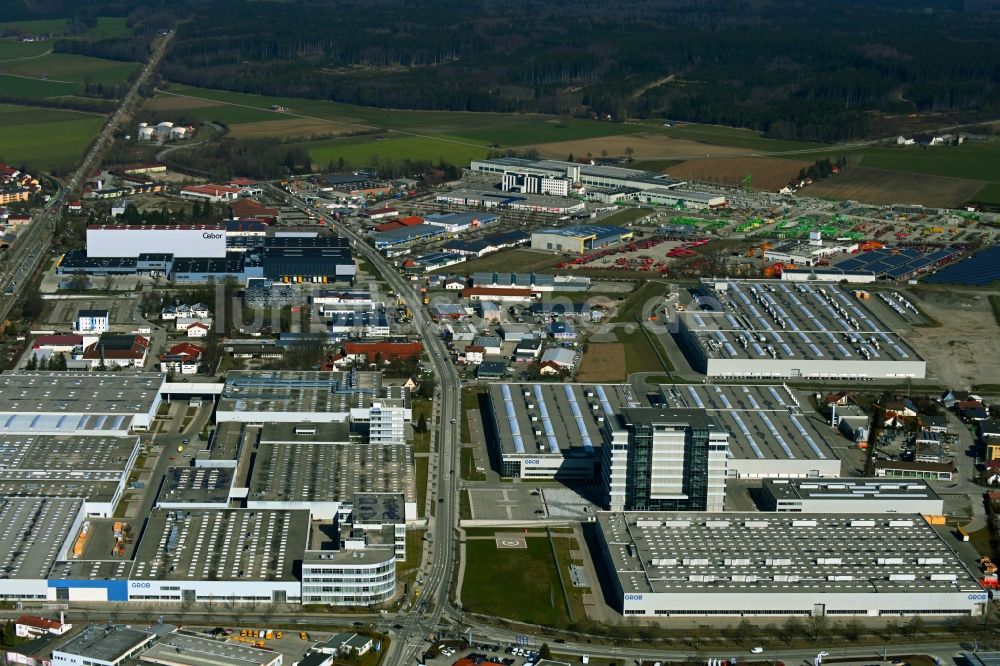 Mindelheim von oben - Gewerbegebiet Industrie- und Gewerbepark Unterallgäu in Mindelheim im Bundesland Bayern, Deutschland