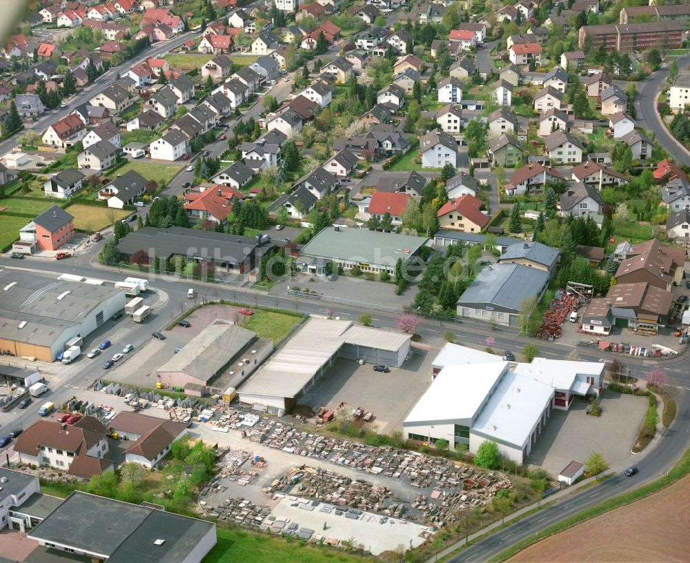 Luftaufnahme Künzell - Gewerbegebiet an der Johann-Friedrich-Böttger Straße im Ortsteil Bachrain in Künzell im Bundesland Hessen, Deutschland