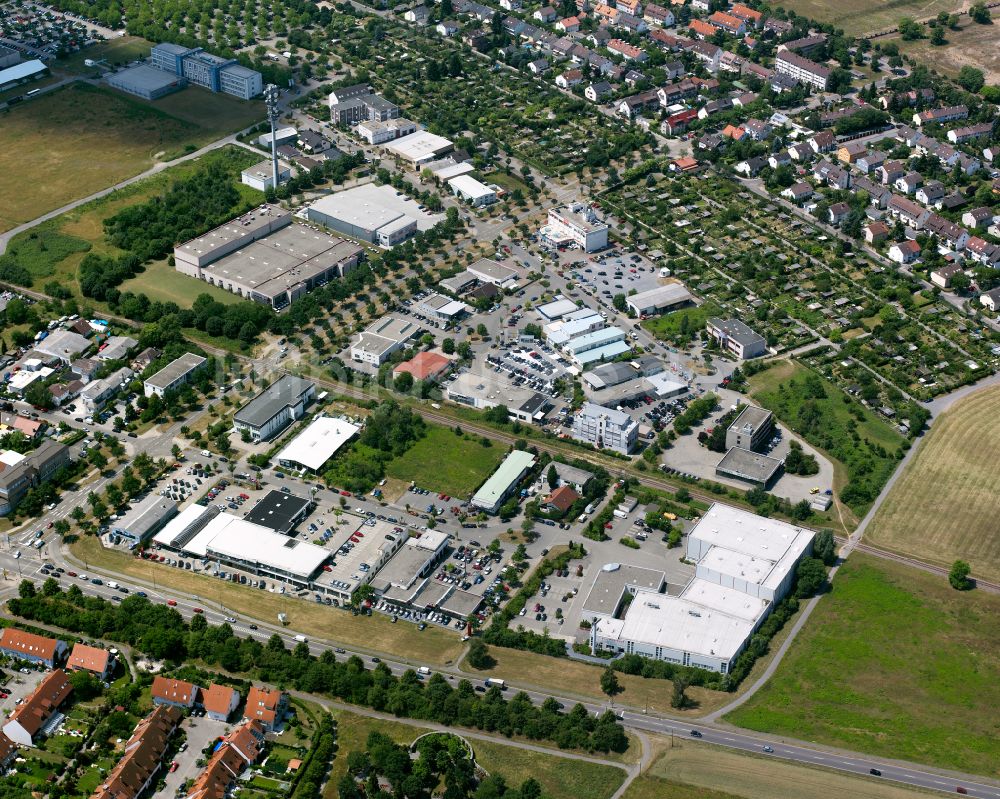 Luftaufnahme Karlsruhe - Gewerbegebiet in Karlsruhe im Bundesland Baden-Württemberg, Deutschland