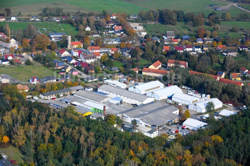 Germendorf von oben - Gewerbegebiet der MCR GmbH an der Veltener Straße in Germendorf im Bundesland Brandenburg, Deutschland