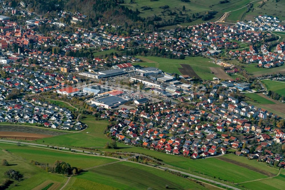 Auingen von oben - Gewerbegebiet Münzingen im Ortsteil in Auingen im Bundesland Baden-Württemberg, Deutschland