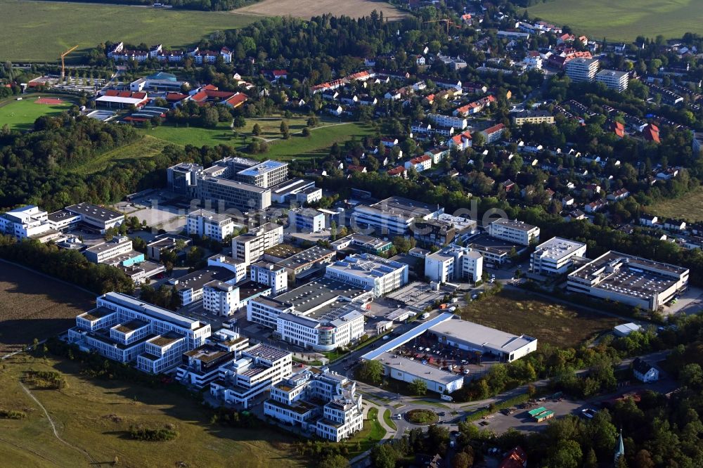 Planegg von oben - Gewerbegebiet in Planegg im Bundesland Bayern, Deutschland