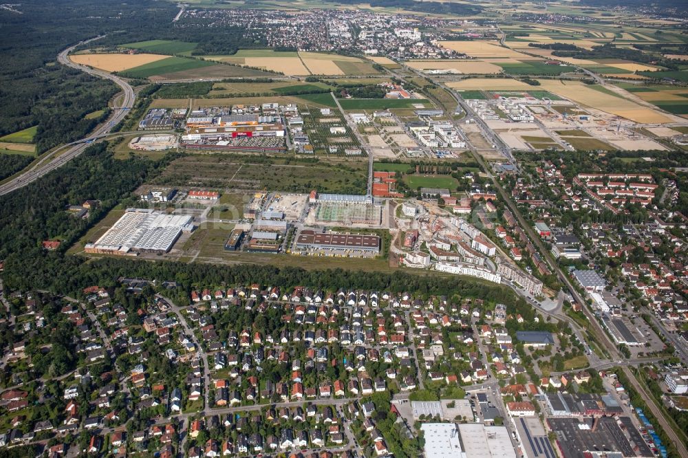 Luftaufnahme München - Gewerbegebiet an der Ria-Burkei-Straße im Ortsteil Aubing in München im Bundesland Bayern, Deutschland