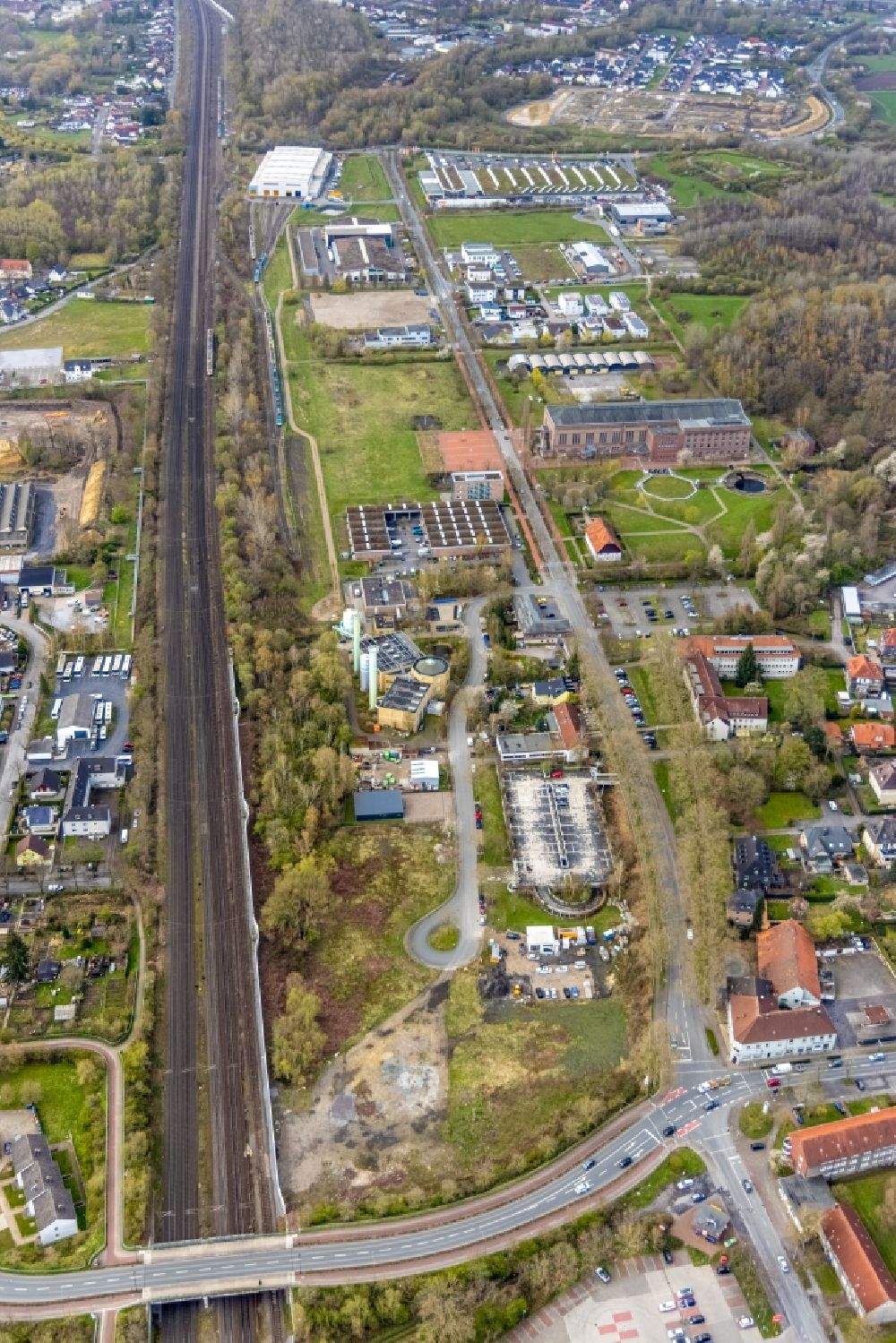 Luftbild Hamm - Gewerbegebiet am Sachsenweg im Ortsteil Heessen in Hamm im Bundesland Nordrhein-Westfalen, Deutschland