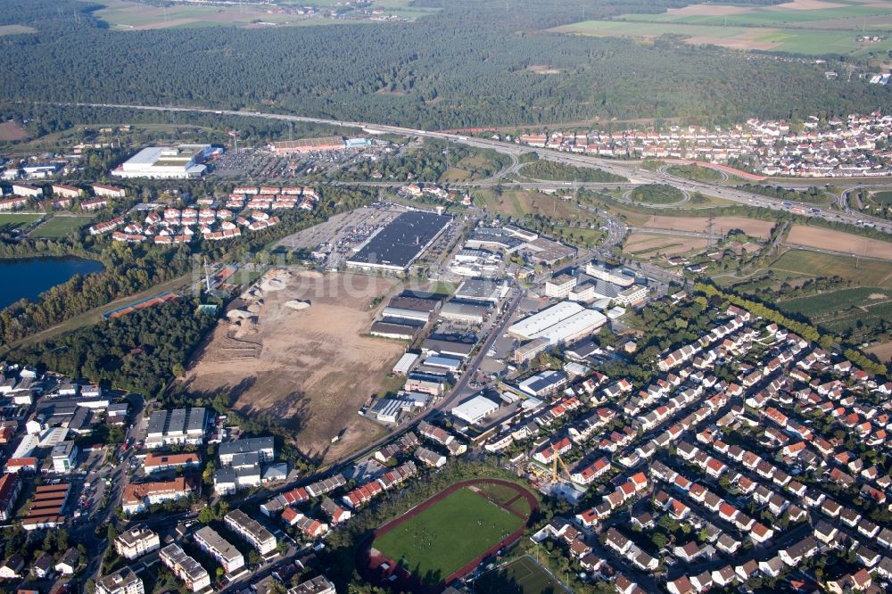 Luftaufnahme Brühl - Gewerbegebiet Schütte-Lanz-Park im Ortsteil Rheinau in Brühl im Bundesland Baden-Württemberg