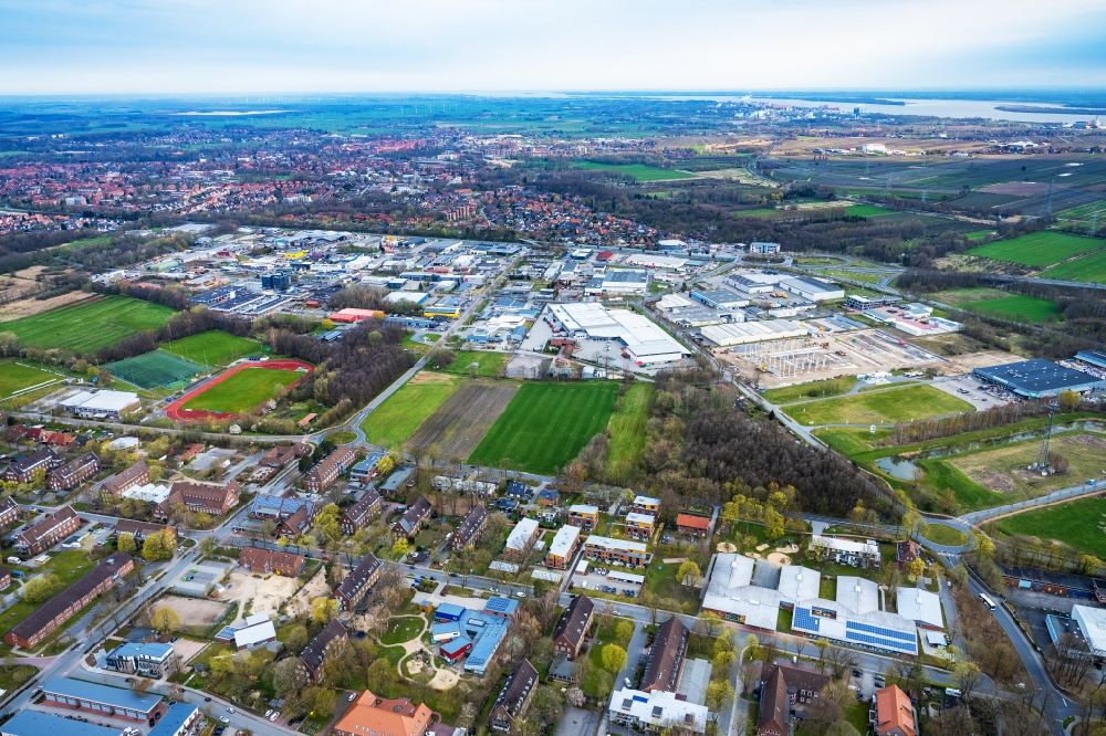 Luftbild Stade - Gewerbegebiet Stade Süd im Ortsteil Ottenbeck in Stade im Bundesland Niedersachsen, Deutschland