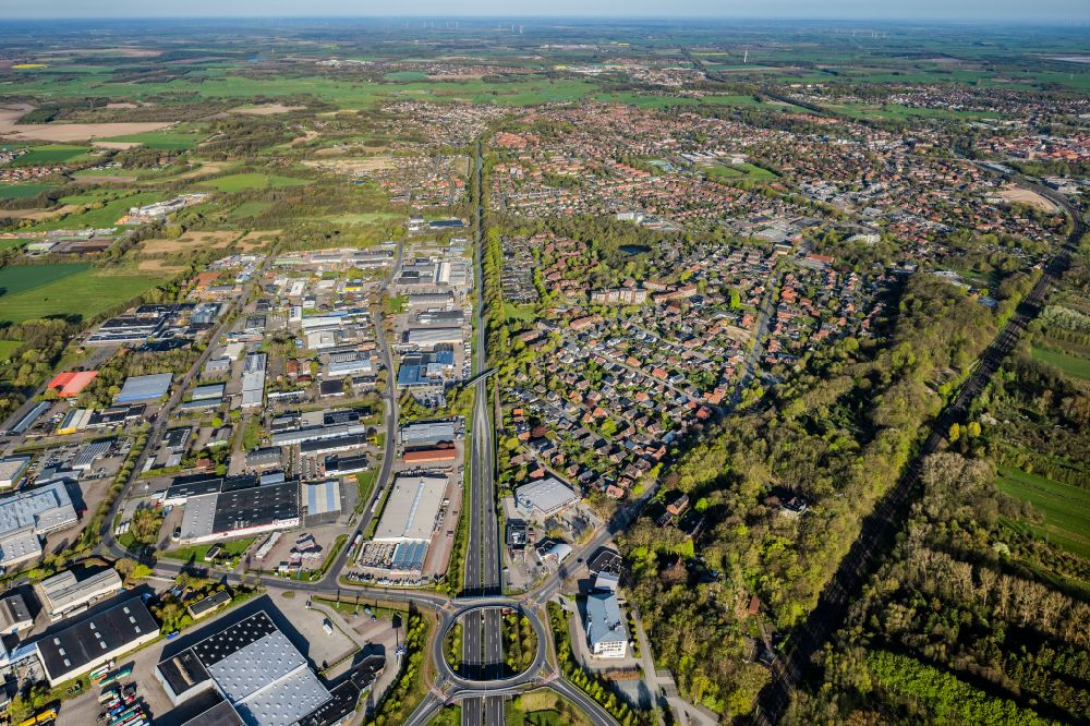 Luftaufnahme Stade - Gewerbegebiet Stade Süd in Ottenbeck in Stade im Bundesland Niedersachsen, Deutschland
