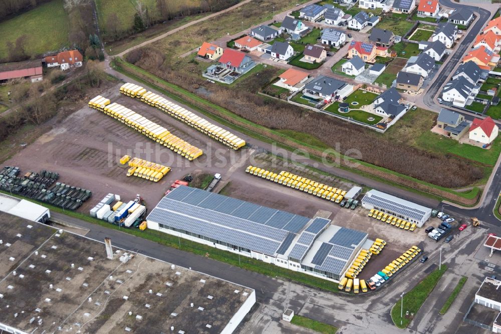 Rohrbach aus der Vogelperspektive: Gewerbegebiet Süd mit Engel & Engel GmbH DHL-Paket-Transporter-Verwertung in Rohrbach im Bundesland Rheinland-Pfalz, Deutschland