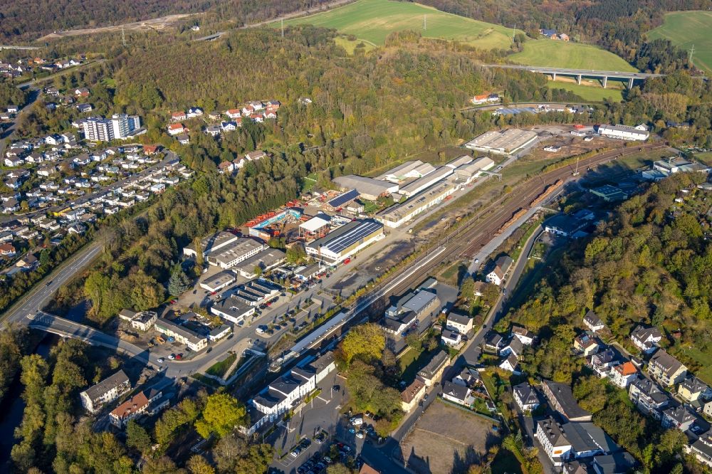 Luftaufnahme Arnsberg - Gewerbegebiet Zu den Werkstätten in Arnsberg im Bundesland Nordrhein-Westfalen, Deutschland
