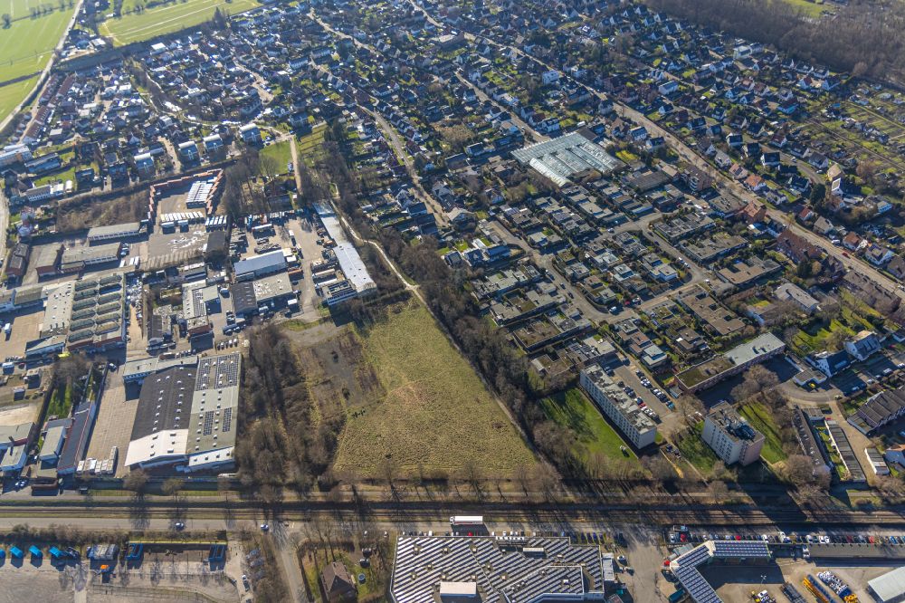 Luftaufnahme Hamm - Gewerbegebiet und Wohngebiet in Hamm im Bundesland Nordrhein-Westfalen, Deutschland