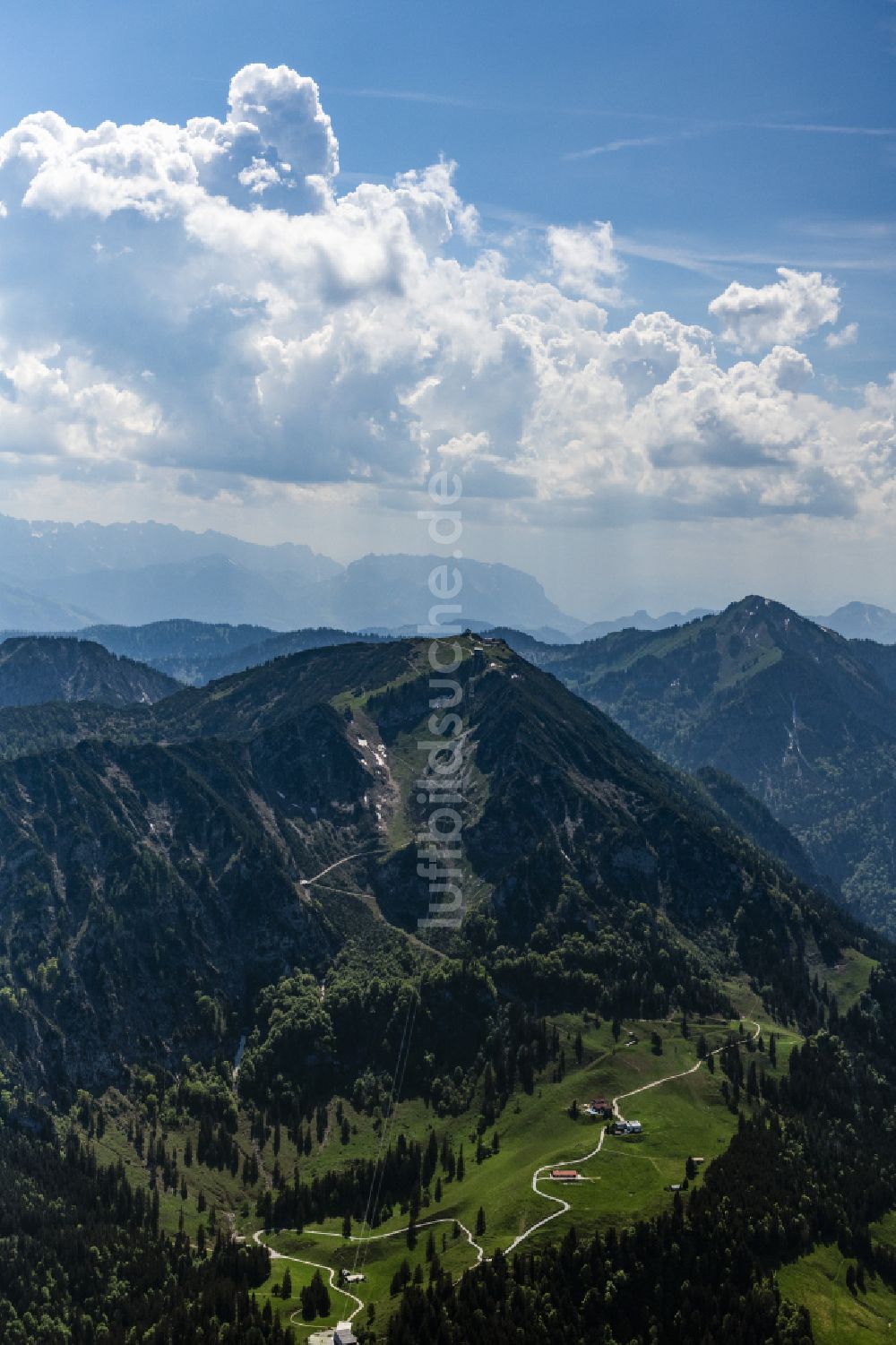 Luftbild Ruhpolding - Gipfel des Hochfelln in der Felsen- und Berglandschaft in Ruhpolding im Bundesland Bayern, Deutschland