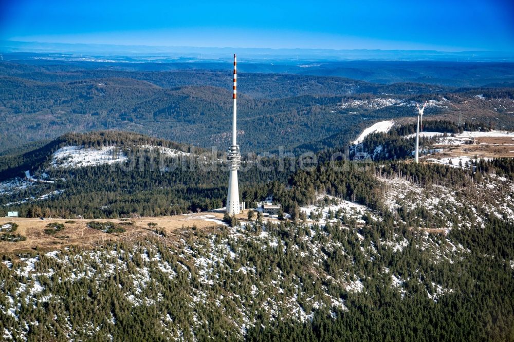 Luftaufnahme Seebach - Gipfel Hornisgrinde im Nordschwarzwald in der Felsen- und Berglandschaft in Seebach im Bundesland Baden-Württemberg, Deutschland