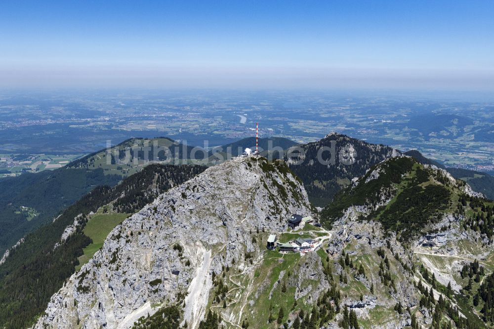 Bayrischzell aus der Vogelperspektive: Gipfel des Wendelsteinmassivs in den Alpen bei Bayrischzell im Bundesland Bayern