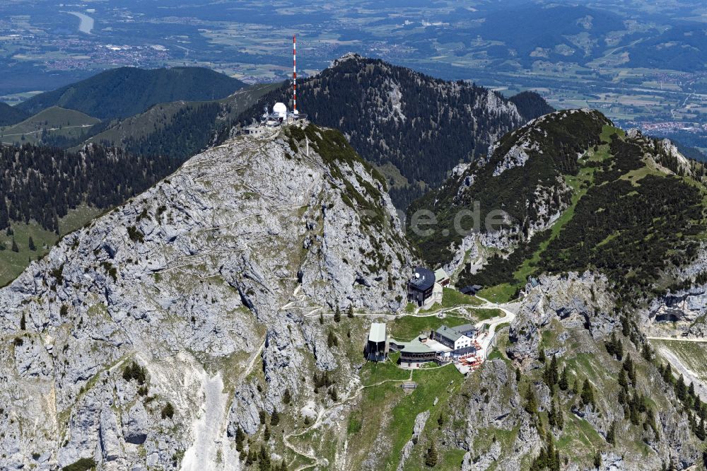 Luftbild Fischbachau - Gipfel des Wendelsteinmassivs in den Alpen bei Bayrischzell im Bundesland Bayern