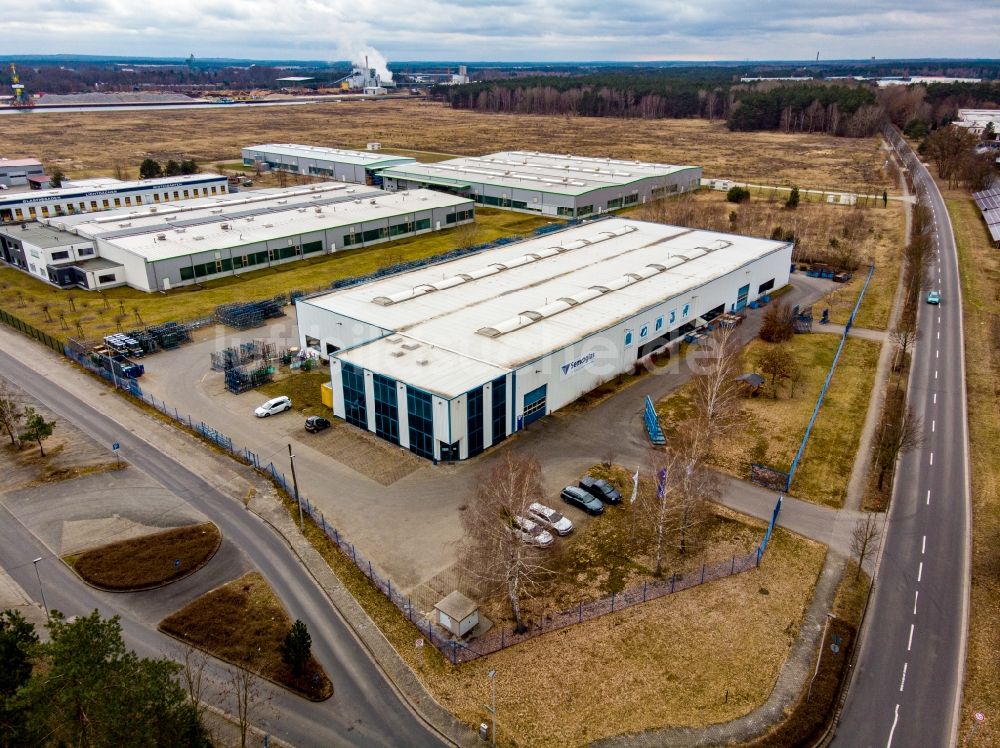 Luftaufnahme Eberswalde - Glashersteller Semcoglas GmbH in Eberswalde im Bundesland Brandenburg, Deutschland