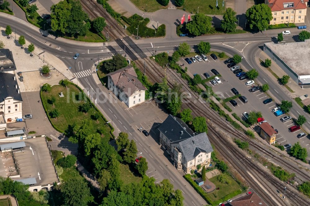 Sigmaringen aus der Vogelperspektive: Gleisanlagen der an der Bahnhofstraße in Sigmaringen im Bundesland Baden-Württemberg, Deutschland