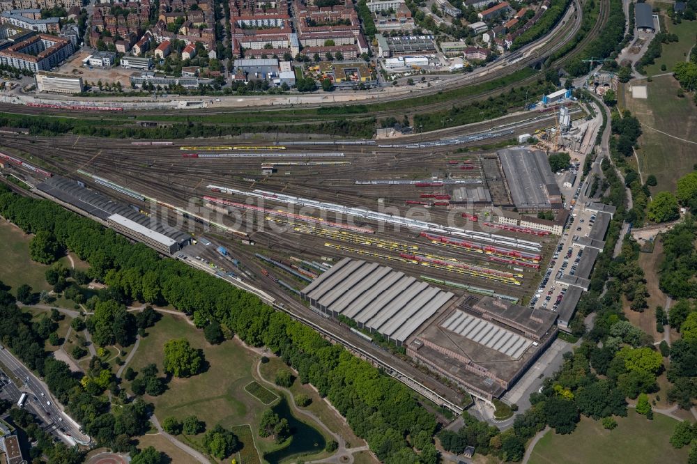 Luftbild Stuttgart - Gleisanlagen der Deutschen Bahn AG am Depot des Betriebswerkes Am Rosensteinpark in Stuttgart im Bundesland Baden-Württemberg, Deutschland