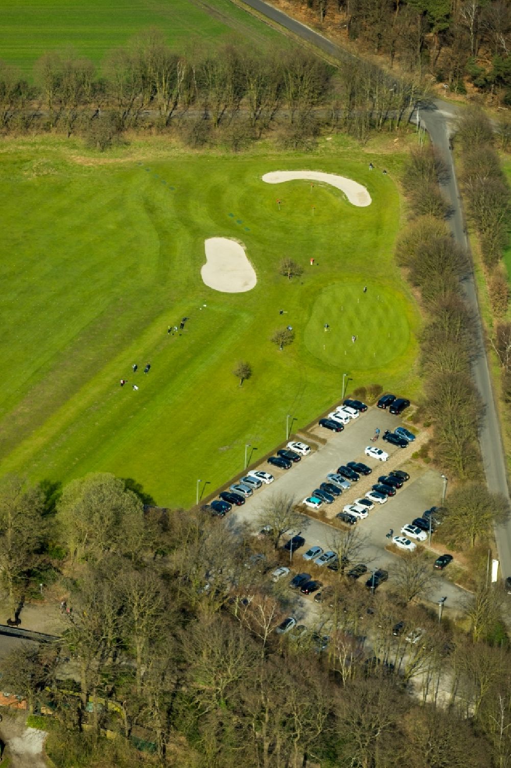 Hünxe aus der Vogelperspektive: Golfplatz des Golf Club Hünxerwald e.V. am Hardtbergweg in Hünxe im Bundesland Nordrhein-Westfalen, Deutschland