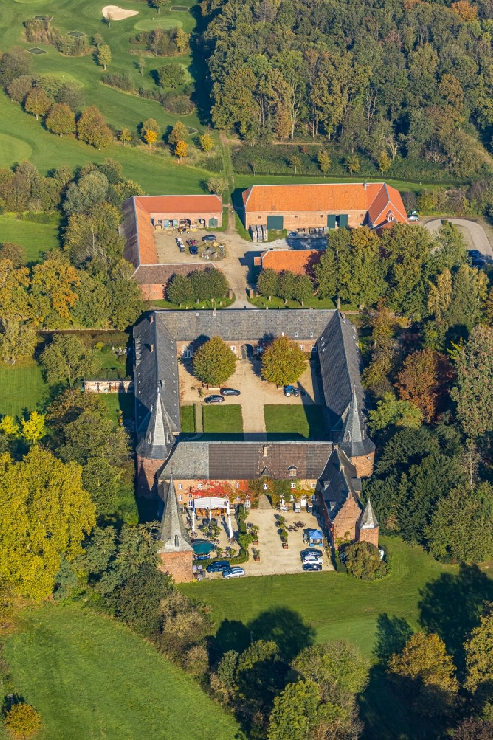Luftaufnahme Geldern - Golfplatz Golfclub Schloss Haag e.V. in Geldern im Bundesland Nordrhein-Westfalen, Deutschland