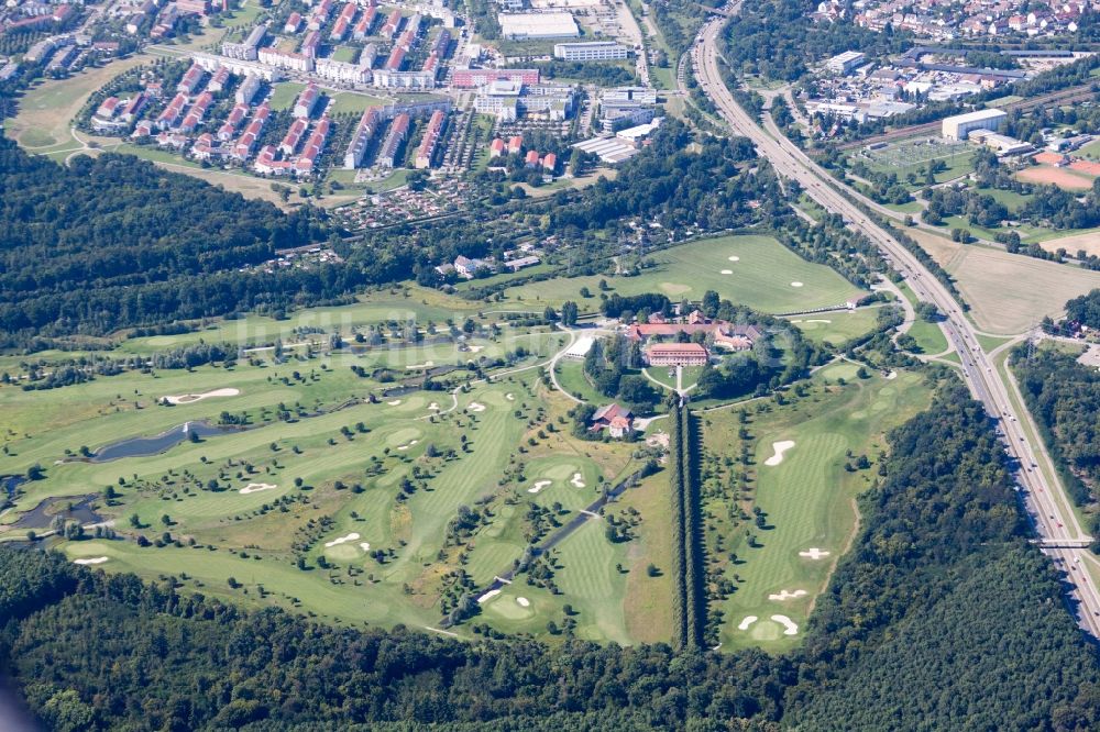 Karlsruhe aus der Vogelperspektive: Golfplatz GC Hofgut Scheibenhardt im Ortsteil Beiertheim - Bulach in Karlsruhe im Bundesland Baden-Württemberg, Deutschland