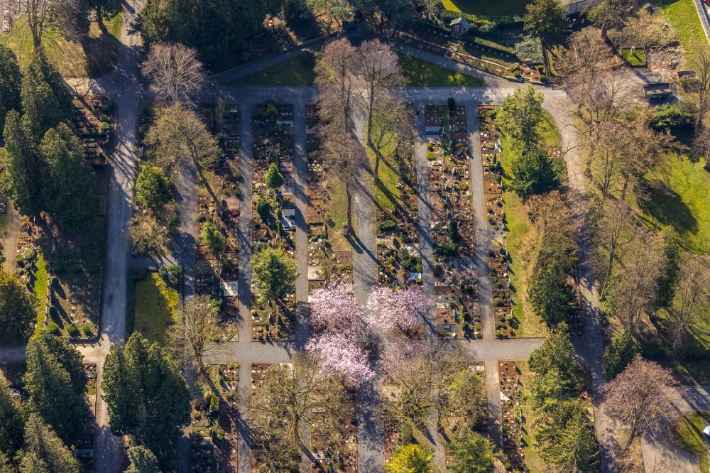 Luftaufnahme Werl - Grabreihen auf dem Gelände des Parkfriedhofs in Werl im Bundesland Nordrhein-Westfalen, Deutschland