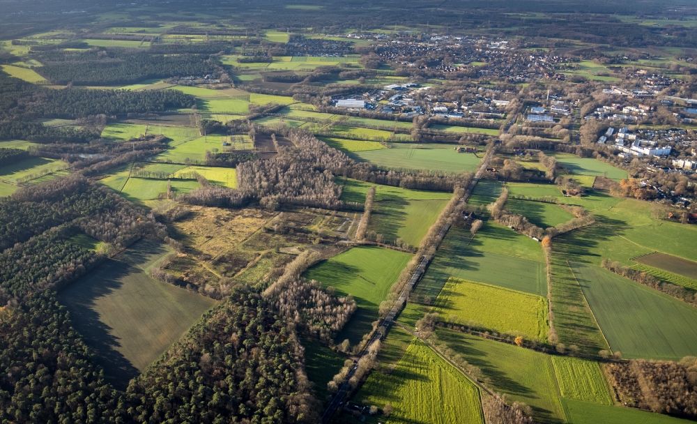 Luftbild Dorsten - Grasflächen- Strukturen einer Feld- Landschaft in Dorsten im Bundesland Nordrhein-Westfalen, Deutschland