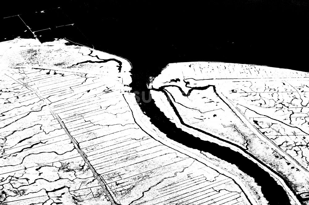 Luftbild Gröde - Grasflächen- Strukturen einer Hallig- Landschaft in Gröde im Bundesland Schleswig-Holstein, Deutschland