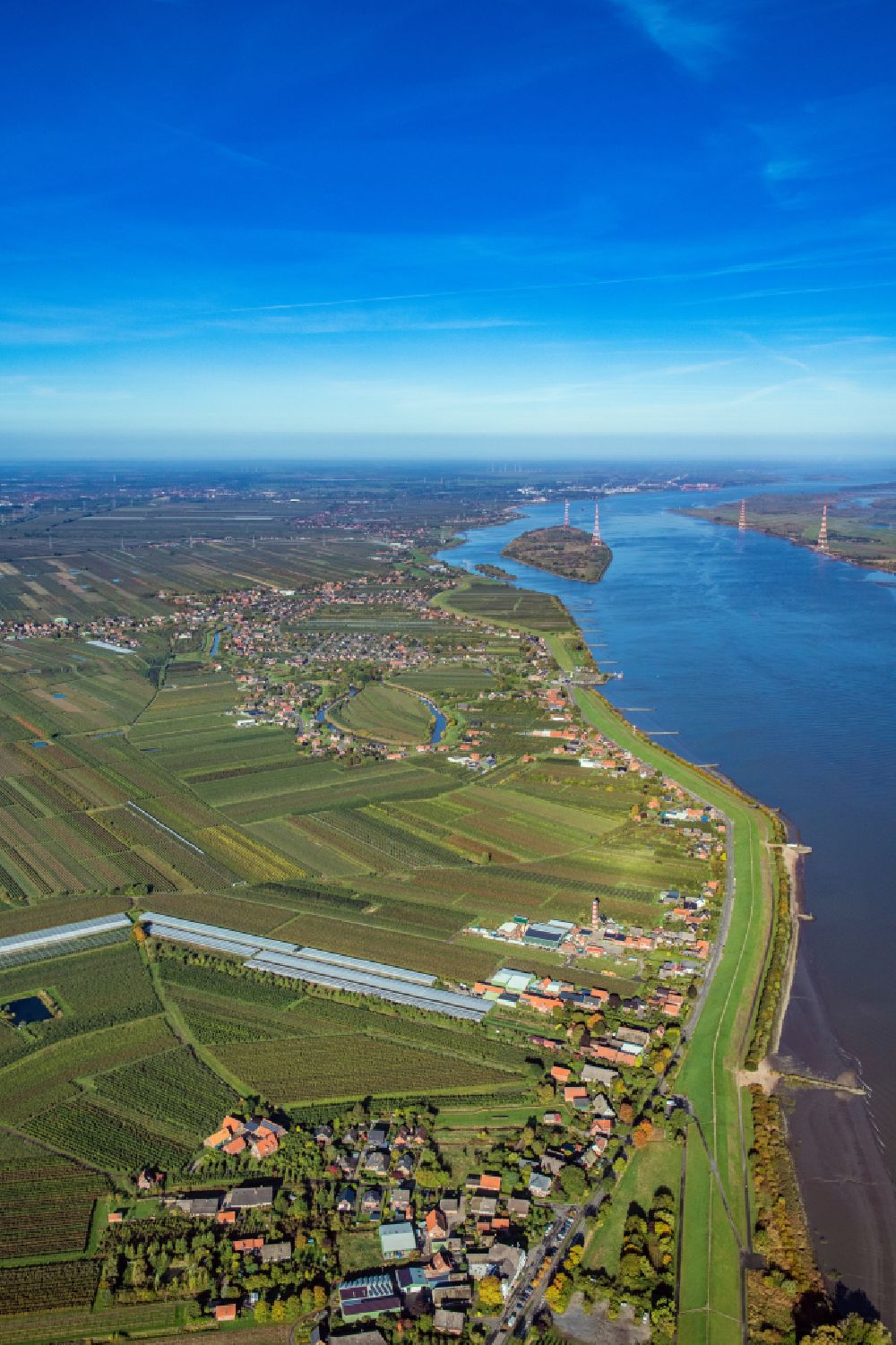 Luftaufnahme Jork - Grünendeich Lühe im Bundesland Niedersachsen, Deutschland
