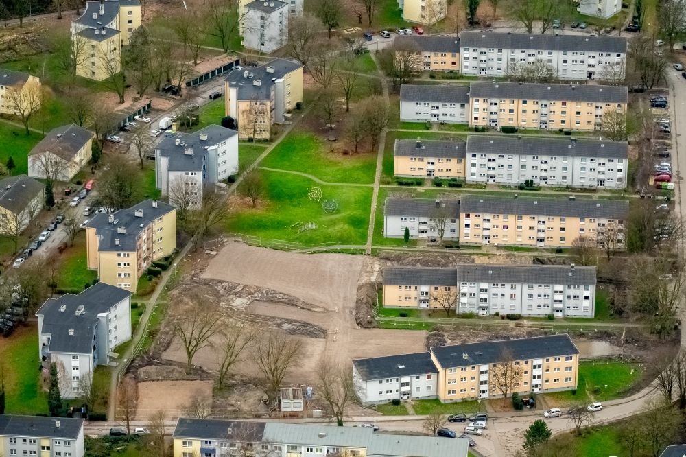 Luftbild Hamm - Grünflächen Neugestaltung im Wohngebiet der Mehrfamilienhaussiedlung Schottschleife im Ortsteil Hamm-Norden in Hamm im Bundesland Nordrhein-Westfalen, Deutschland