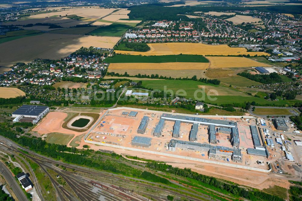 Luftaufnahme Zwickau - Großgefängnis- Neubau- Baustelle in Zwickau im Bundesland Sachsen, Deutschland