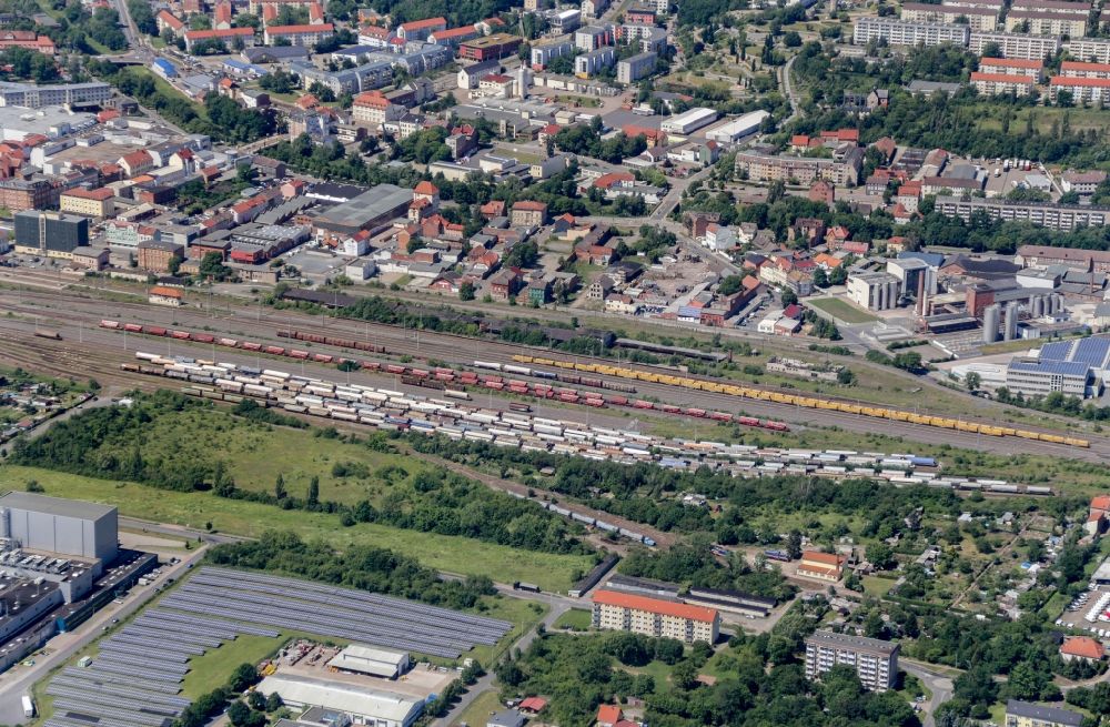 Nordhausen aus der Vogelperspektive: Güterbahnhof von Nordhausen im Bundesland Thüringen