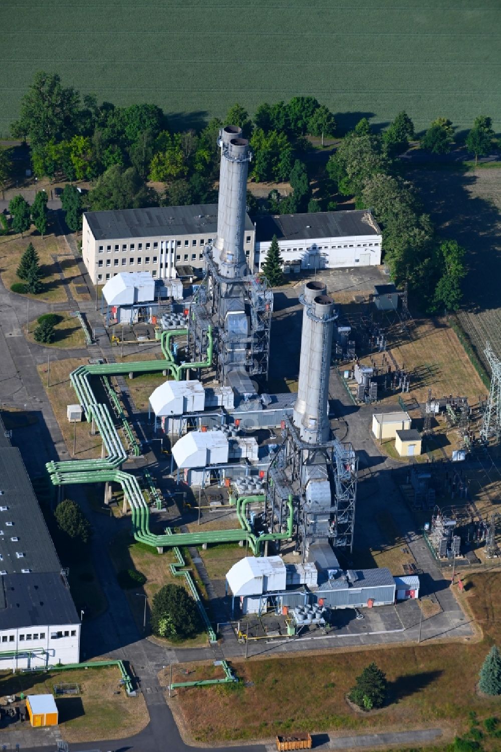 Ahrensfelde von oben - GuD Kraftwerk mit Gas- und Dampfturbinenanlagen Gasturbinenkraftwerk Ahrensfelde in Ahrensfelde im Bundesland Brandenburg, Deutschland