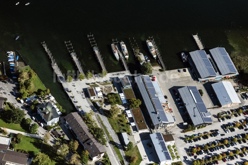 Luftaufnahme Prien am Chiemsee - Hafen von Prien am Chiemsee im Bundesland Bayern, Deutschland