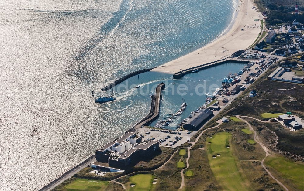 Luftaufnahme Hörnum (Sylt) - Hafenanlagen an der Meeres- Küste der Nordsee in Hörnum auf Sylt im Bundesland Schleswig-Holstein, Deutschland