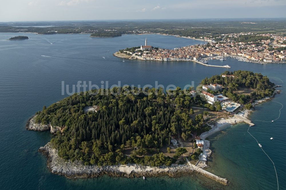 Luftaufnahme Rovinj - Halbinsel auf dem Adriatischen Meer in Rovinj in Istirien - Istarska zupanija, Kroatien