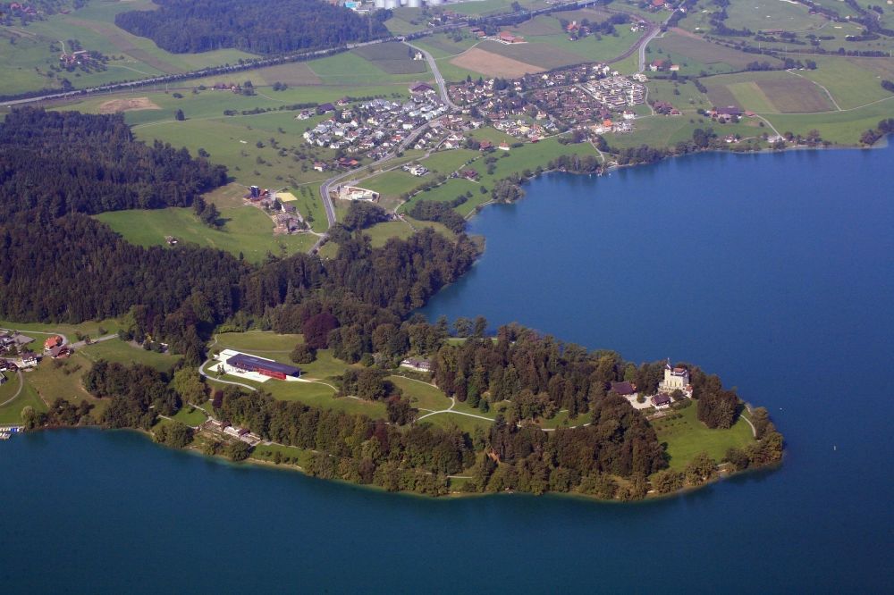 Luftbild Buonas - Halbinsel Buonas in Risch am Zugersee in der Schweiz im Kanton Zug