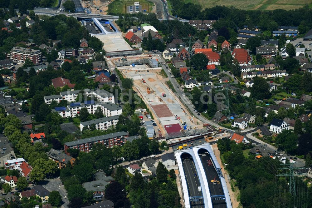 Luftbild Hamburg - Hamburger Deckel Neubau im Streckenverlauf der BAB A7 im Ortsteil Schnelsen in Hamburg, Deutschland