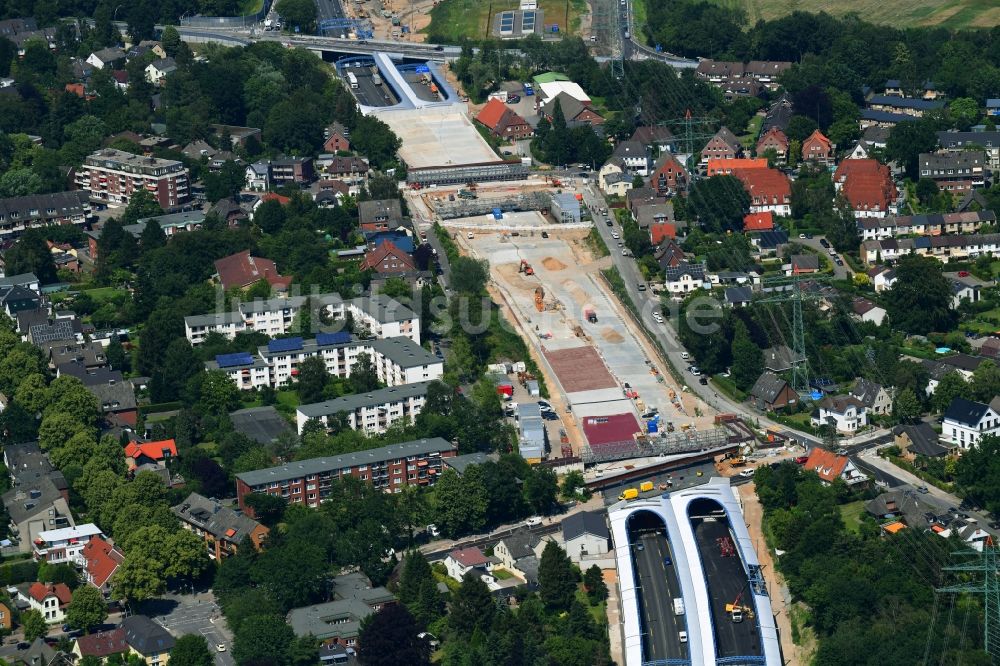 Luftaufnahme Hamburg - Hamburger Deckel Neubau im Streckenverlauf der BAB A7 im Ortsteil Schnelsen in Hamburg, Deutschland